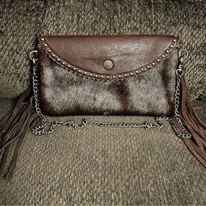 MONTANA WEST - Vintage Brown Fringe
Cow Hide Leather Shoulder Bag Clutch